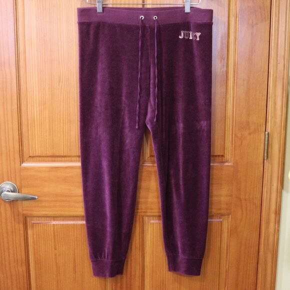 Juicy Couture Maroon & Gold Velour Jogger Pants Y2K Medium - Picture 3 of 12